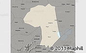 Shaded Relief 3D Map of Jianli, darken, semi-desaturated