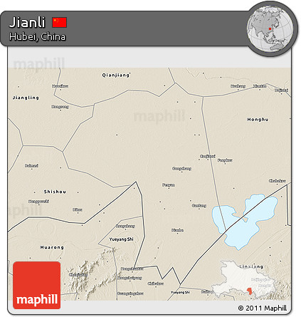 Shaded Relief 3D Map of Jianli