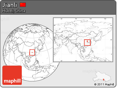 Blank Location Map of Jianli, within the entire country