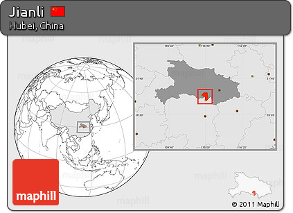 Blank Location Map of Jianli, highlighted country, highlighted parent region