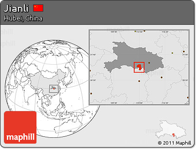 Blank Location Map of Jianli, highlighted country, highlighted parent region