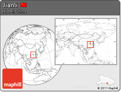 Blank Location Map of Jianli, highlighted parent region, within the entire country