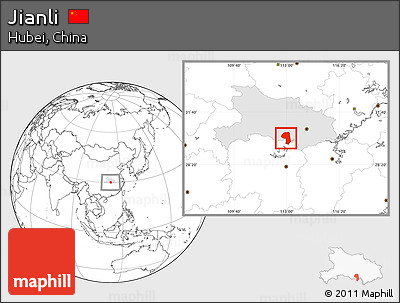 Blank Location Map of Jianli, highlighted parent region