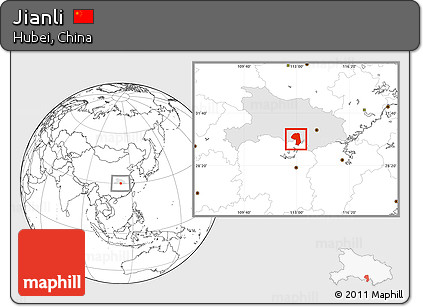 Blank Location Map of Jianli, highlighted parent region