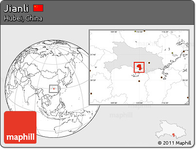 Blank Location Map of Jianli, highlighted parent region