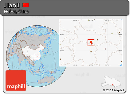 Gray Location Map of Jianli, highlighted country