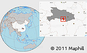 Gray Location Map of Jianli, highlighted country, highlighted parent region