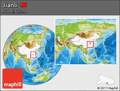 Physical Location Map of Jianli, highlighted country, within the entire country