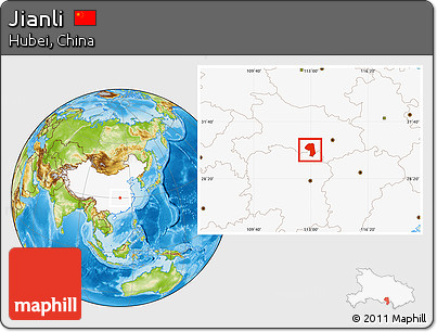 Physical Location Map of Jianli, highlighted country