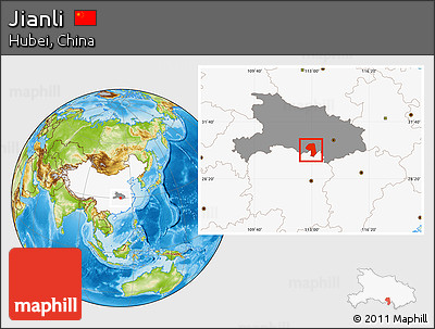 Physical Location Map of Jianli, highlighted country, highlighted parent region