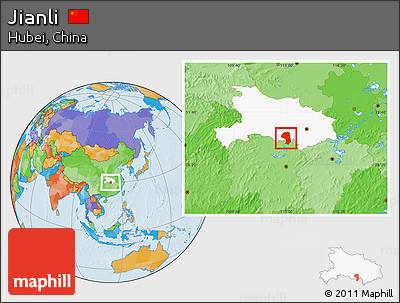 Political Location Map of Jianli, highlighted parent region