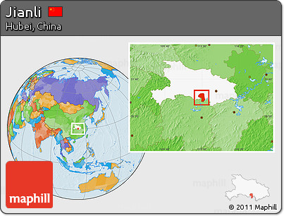 Political Location Map of Jianli, highlighted parent region