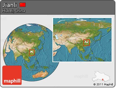 Satellite Location Map of Jianli, highlighted parent region, within the entire country