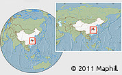 Savanna Style Location Map of Jianli, highlighted country, highlighted parent region, within the entire country, hill shading
