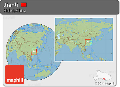 Savanna Style Location Map of Jianli, highlighted parent region, within the entire country