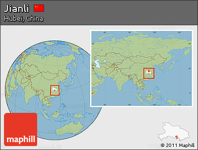 Savanna Style Location Map of Jianli, highlighted parent region, within the entire country