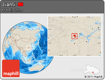 Shaded Relief Location Map of Jianli