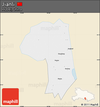 Classic Style Map of Jianli, single color outside