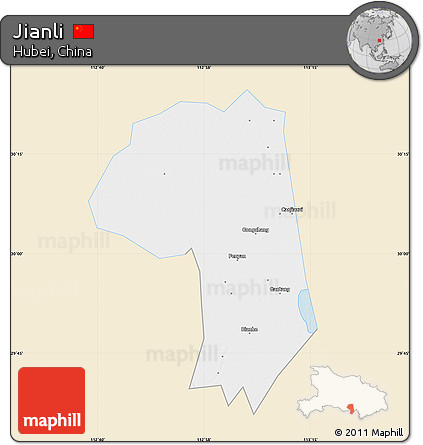 Classic Style Map of Jianli, single color outside