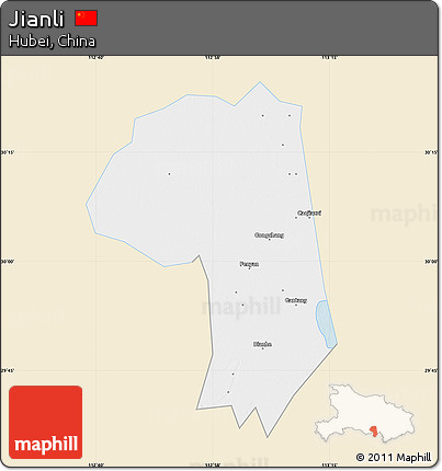 Classic Style Map of Jianli, single color outside