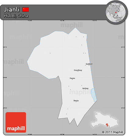 Gray Map of Jianli, single color outside
