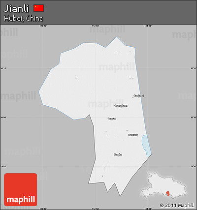 Gray Map of Jianli, single color outside