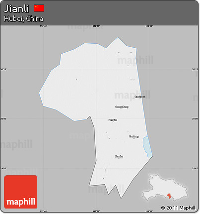 Gray Map of Jianli, single color outside