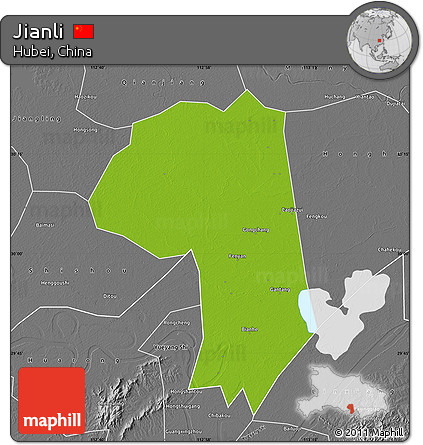Physical Map of Jianli, desaturated