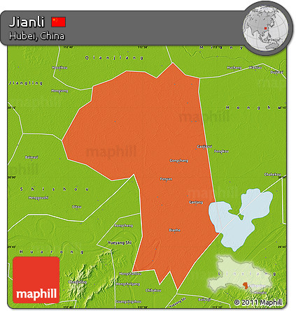 Political Map of Jianli, physical outside