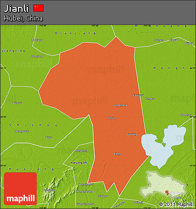 Political Map of Jianli, physical outside