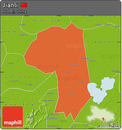 Political Map of Jianli, physical outside