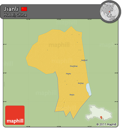 Savanna Style Map of Jianli, single color outside