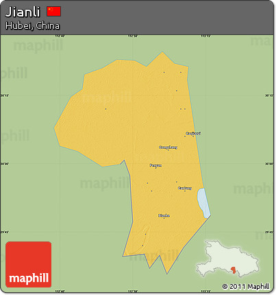 Savanna Style Map of Jianli, single color outside