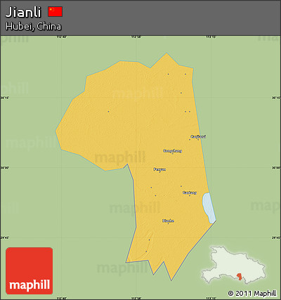 Savanna Style Map of Jianli, single color outside