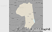 Shaded Relief Map of Jianli, darken, desaturated