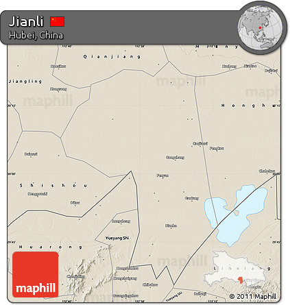 Shaded Relief Map of Jianli