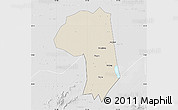 Shaded Relief Map of Jianli, lighten, desaturated