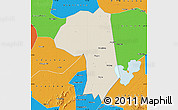 Shaded Relief Map of Jianli, political outside
