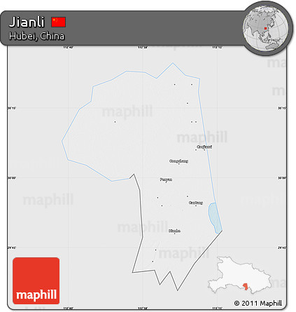 Silver Style Map of Jianli, single color outside