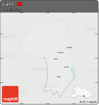 Silver Style Map of Jianli, single color outside