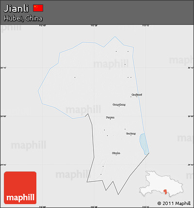 Silver Style Map of Jianli, single color outside