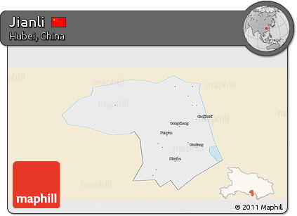 Classic Style Panoramic Map of Jianli, single color outside