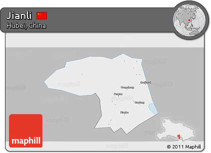 Gray Panoramic Map of Jianli, single color outside