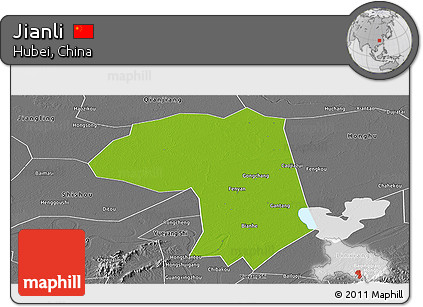 Physical Panoramic Map of Jianli, desaturated