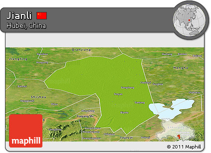 Physical Panoramic Map of Jianli, satellite outside