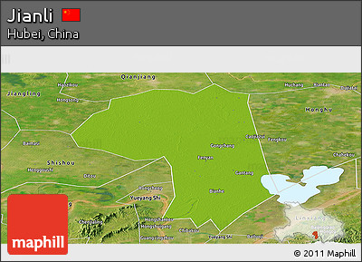 Physical Panoramic Map of Jianli, satellite outside