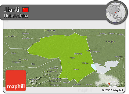 Physical Panoramic Map of Jianli, semi-desaturated