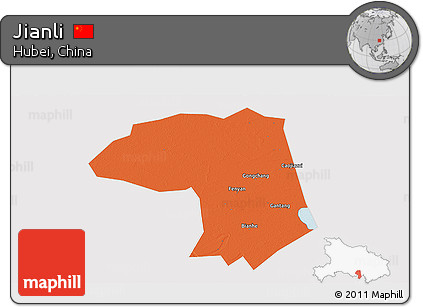 Political Panoramic Map of Jianli, cropped outside