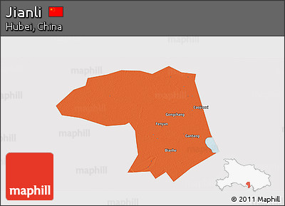 Political Panoramic Map of Jianli, cropped outside