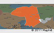 Political Panoramic Map of Jianli, darken, semi-desaturated